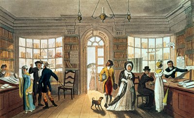 ライブラリー、「スカーバラの詩的なスケッチ」から、ルドルフアッカーマン（1764-1834）、1813年発行 作： James Green